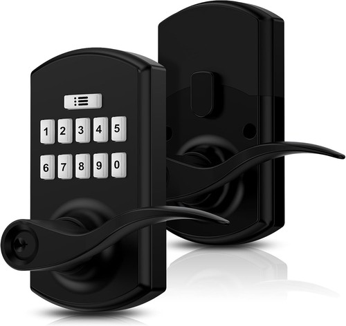 Keypad door lock with - door, handle